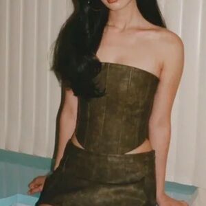 With Jean corset strapless top